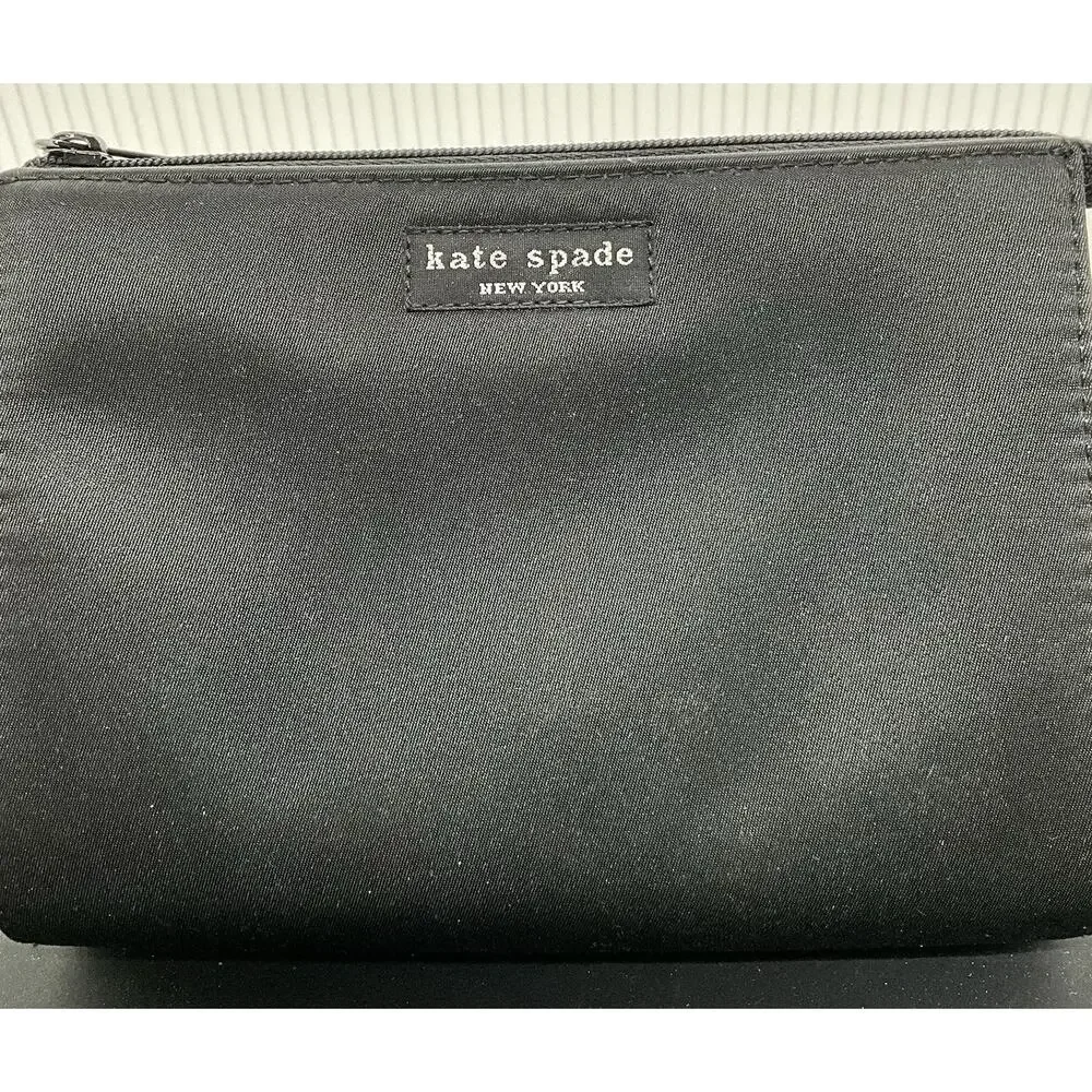 Kate Spade New York Black Cosmetics Pouch Makeup Bag - 5” x 6”